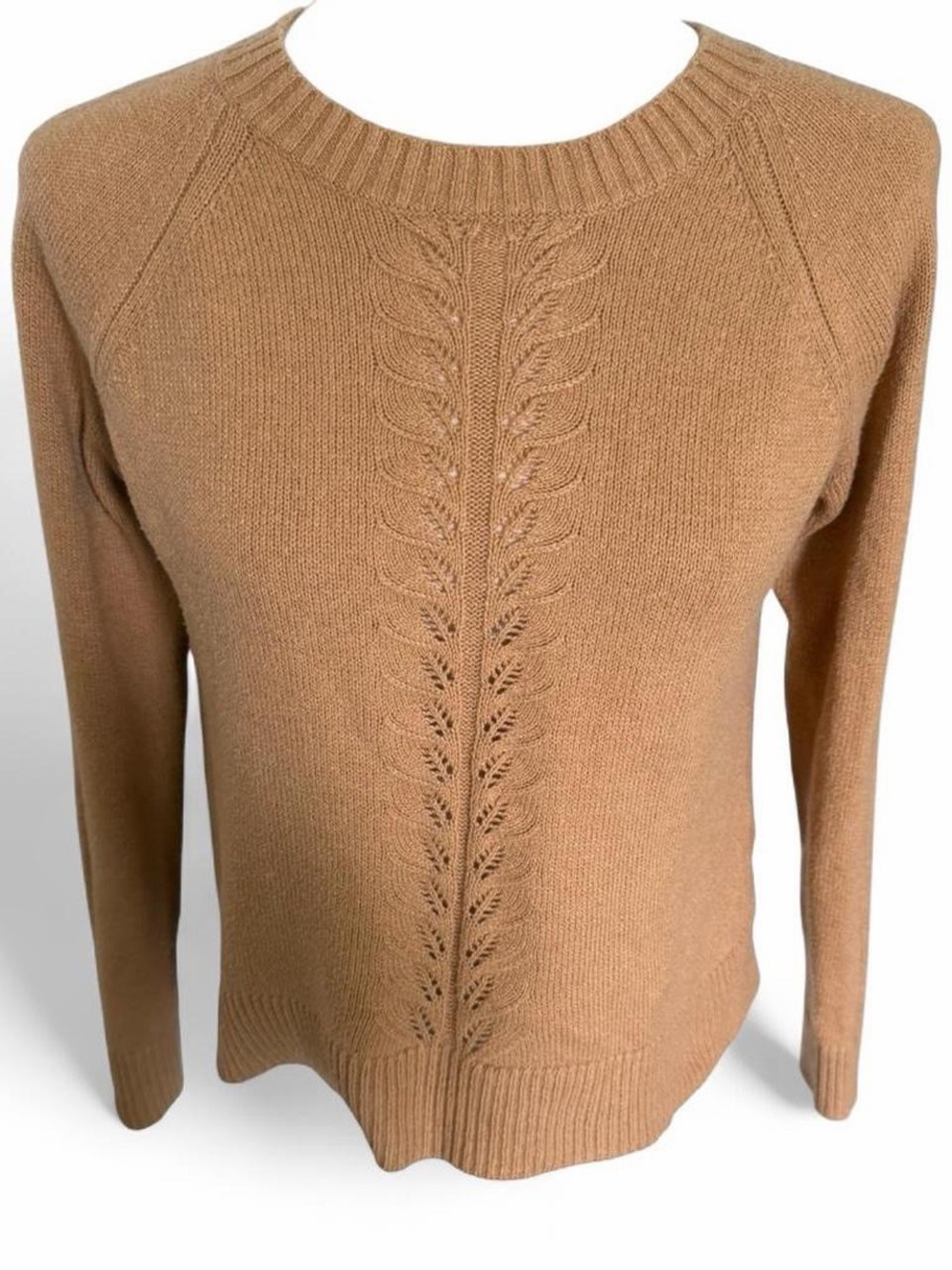 Lilly Pulitzer Esma Sweater XS Pointelle Leaf Knit Brown Coastal Preppy Crewneck
